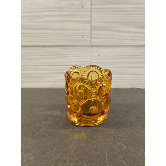 L E Smith Moon and Stars Amber Toothpick Holder - Picture 1 of 6